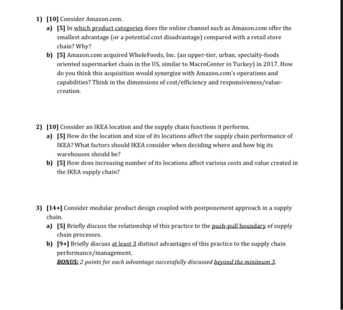 1) [10] Consider Amazon.com. a) [5] In which