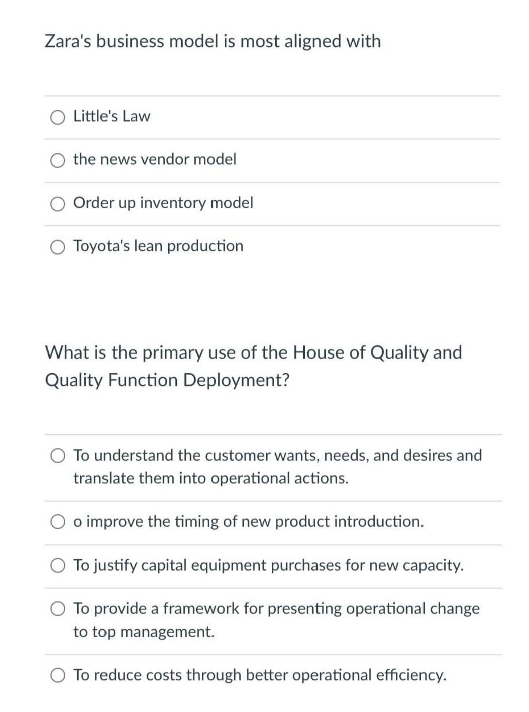 Zara's business model is most aligned with