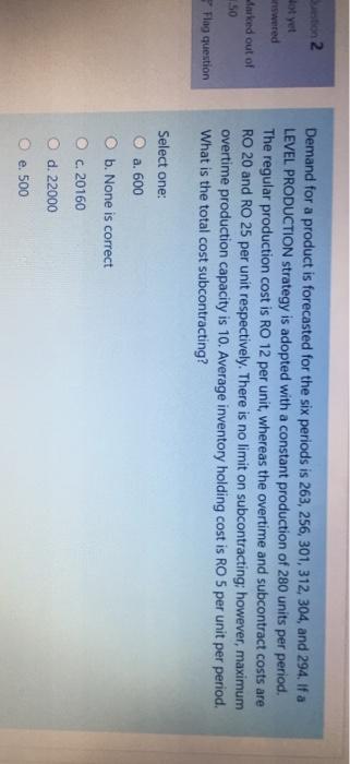 Sustion 2 uswered Marked out of 150 Demand for a