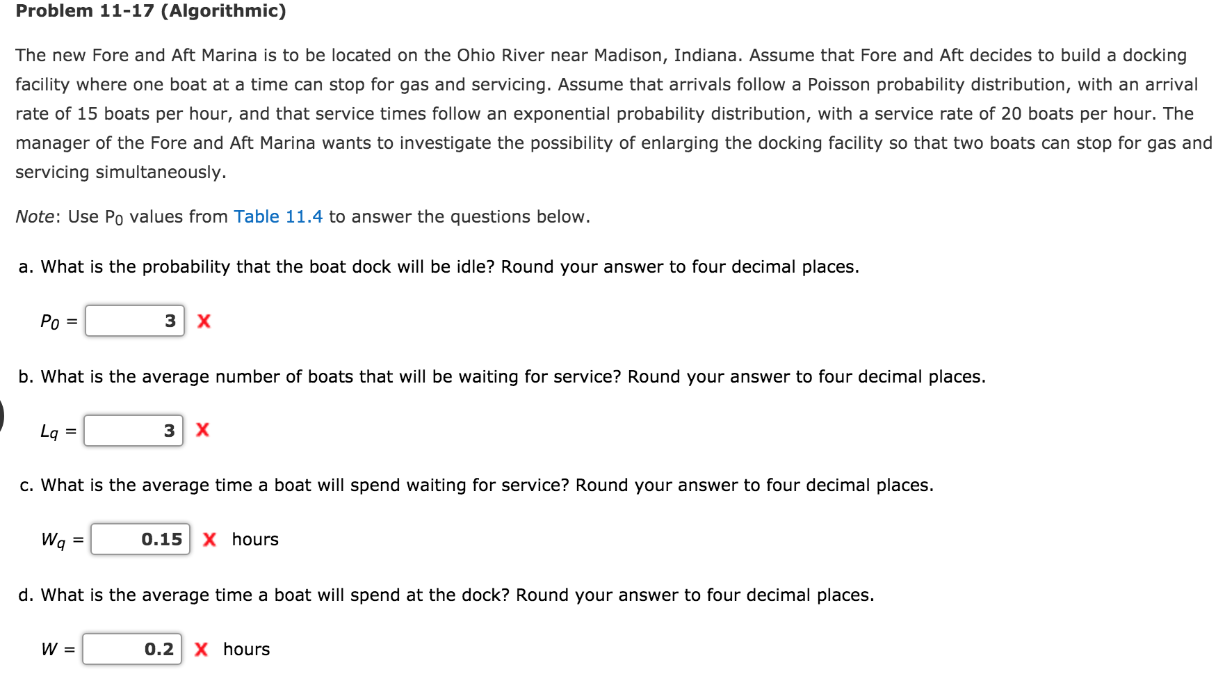 all of this was wrong Problem 11-17 (Algorithmic)