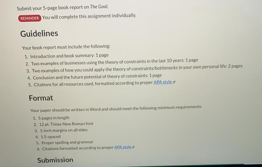 Answer ASAP Submit your 5-page book report on The