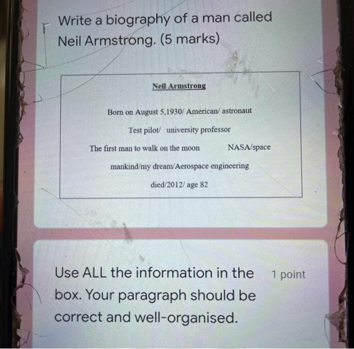 1 point Situation: You and your family just moved