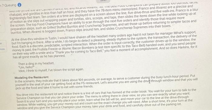 Analyzing a Taco Bell Restaurant The following