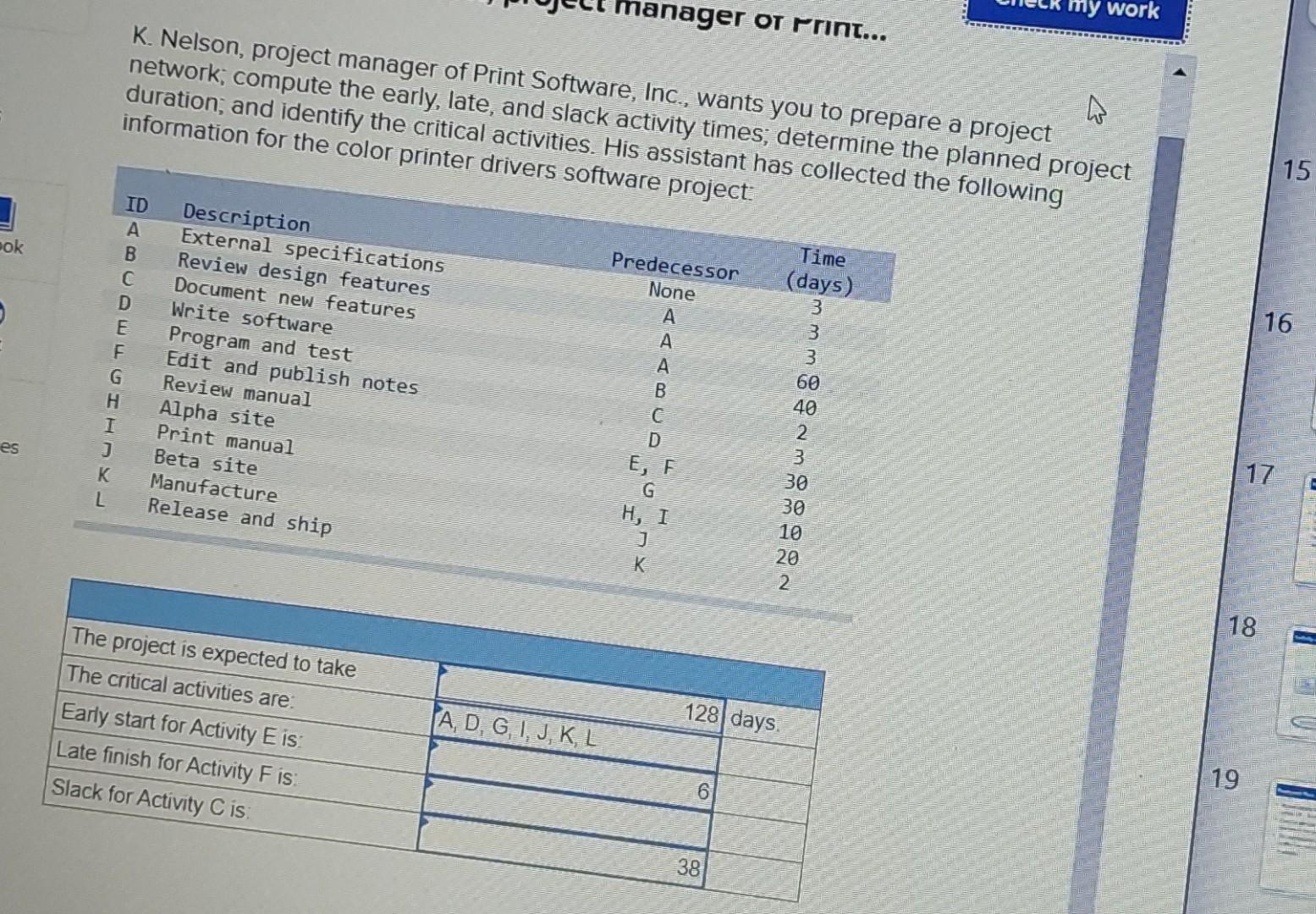 use the tree to derive answer K. Nelson, project