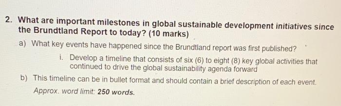 2. What are important milestones in global