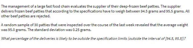 The management of a large fast food chain