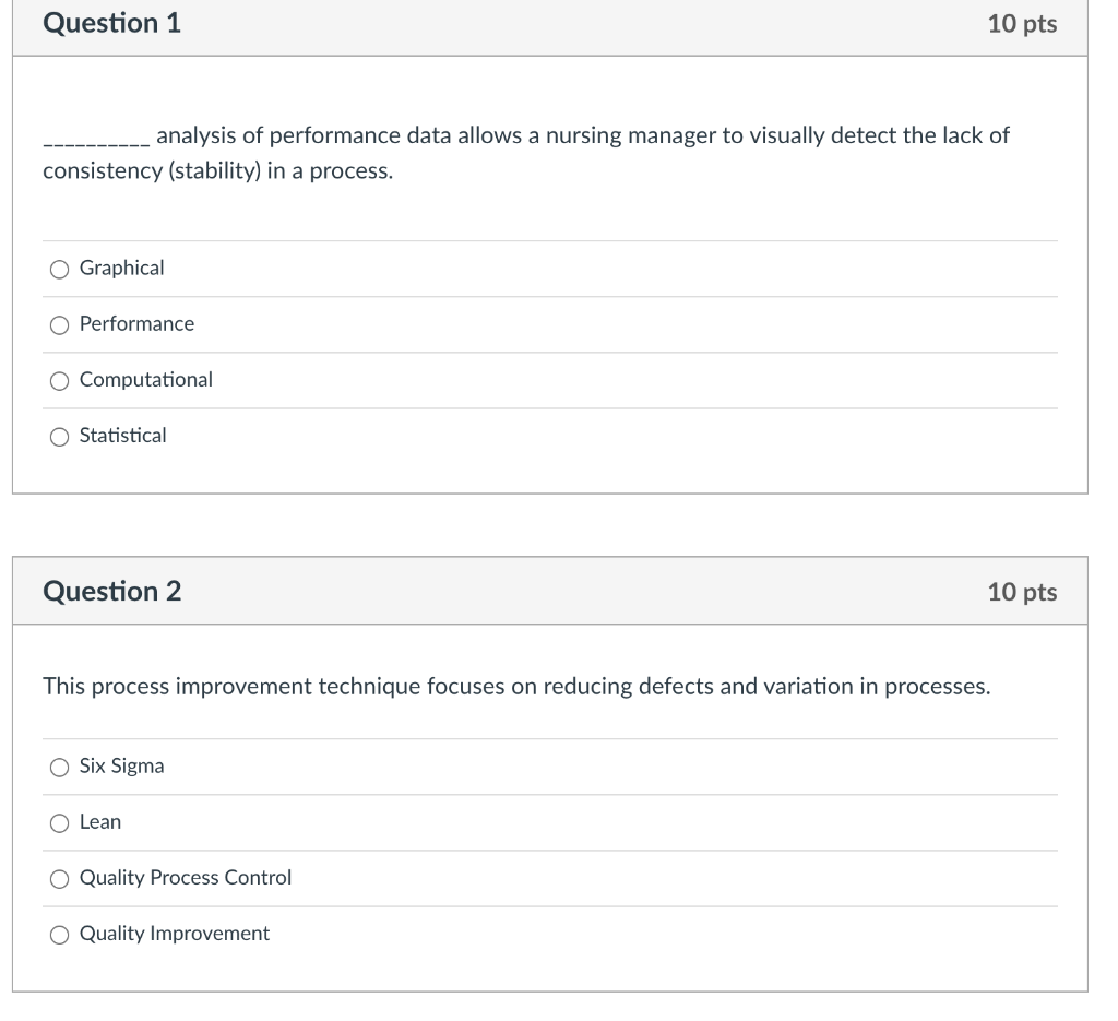 Question 1 10 pts analysis of performance data