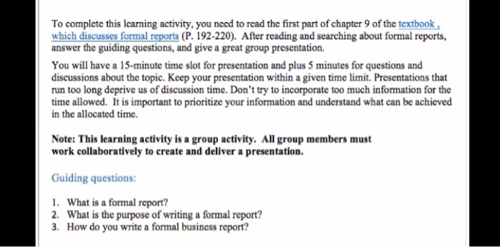 To complete this learning activity, you need to