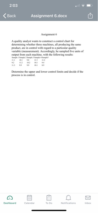 2:03 < Back Assignment 6.docx Assignment 6 A