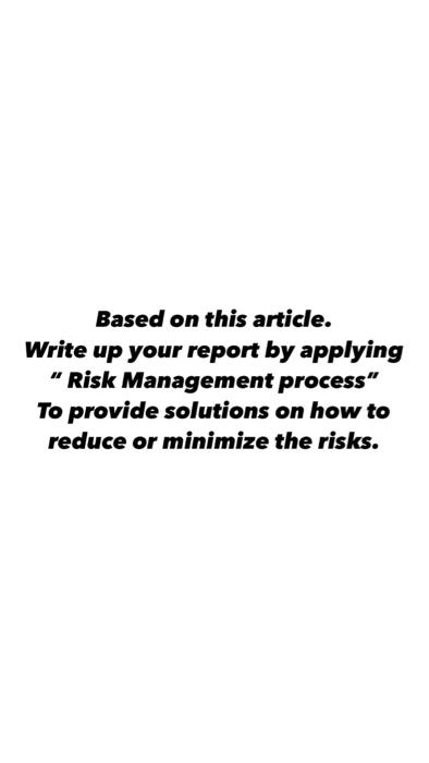 Based on this article. Write up your report by