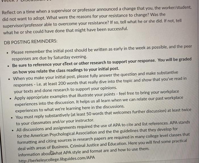 Reflect on a time when a supervisor or professor