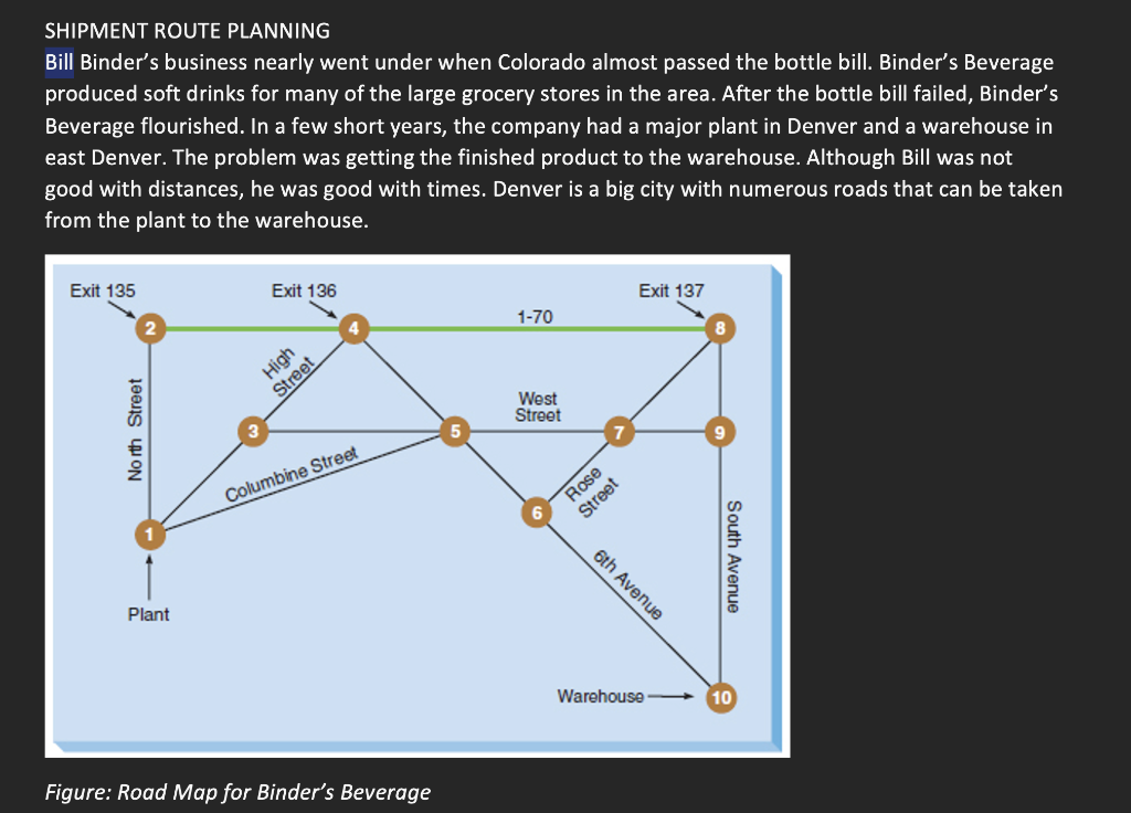 Help me answer 3 questions: SHIPMENT ROUTE
