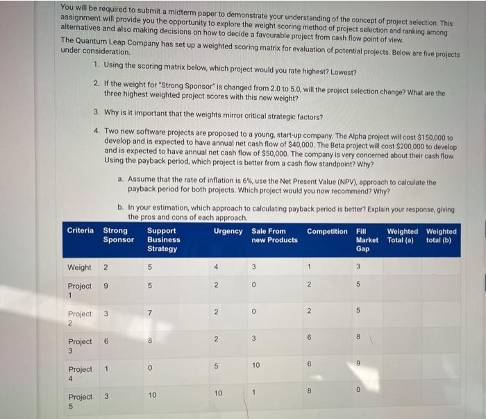 You will be required to submit a midterm paper to