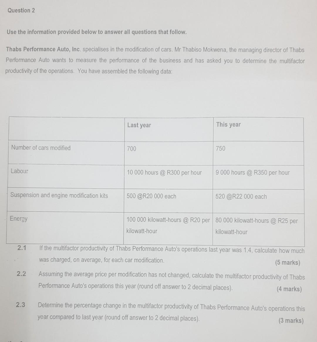 Use the information provided below to answer all