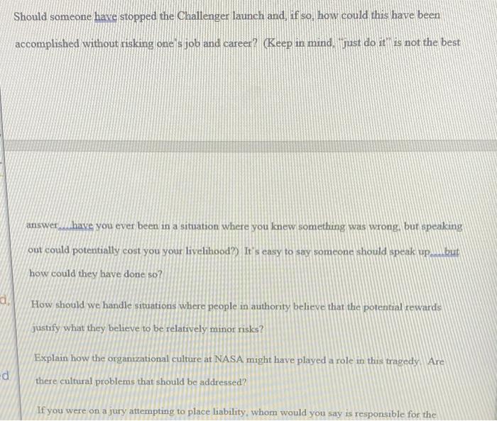 please answer all. Space Shuttle Challenger