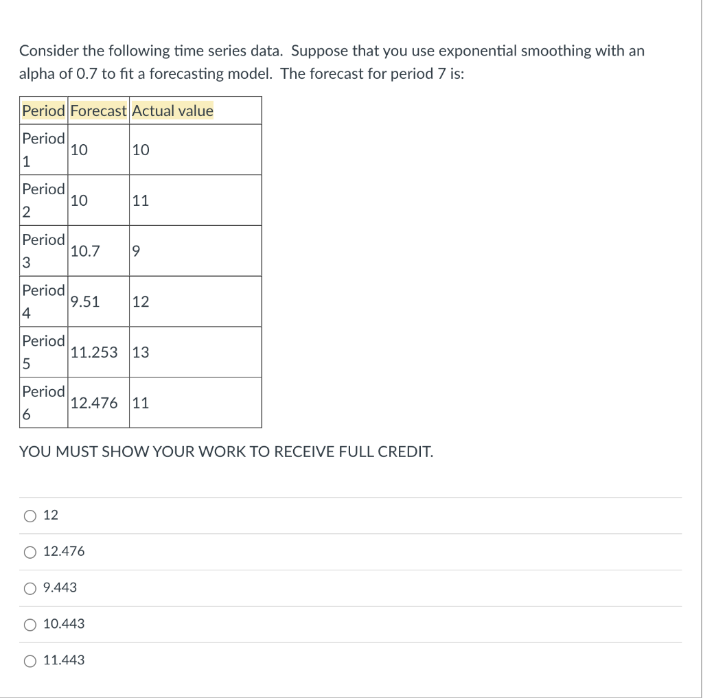 Please show how to solve in excel with formulas