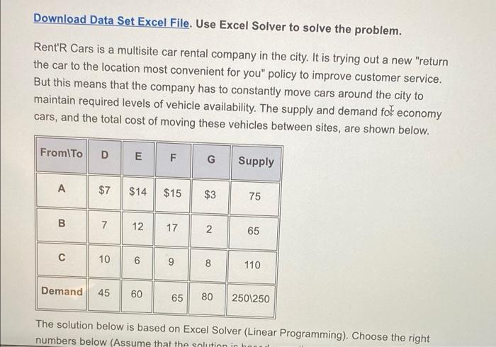 Download Data Set Excel File. Use Excel Solver to