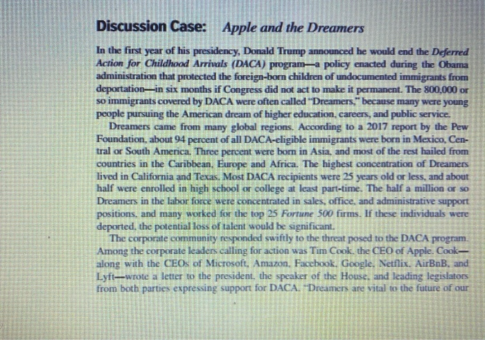 Discussion Case: Apple and the Dreamers In the
