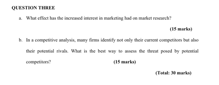 QUESTION THREE a. What effect has the increased