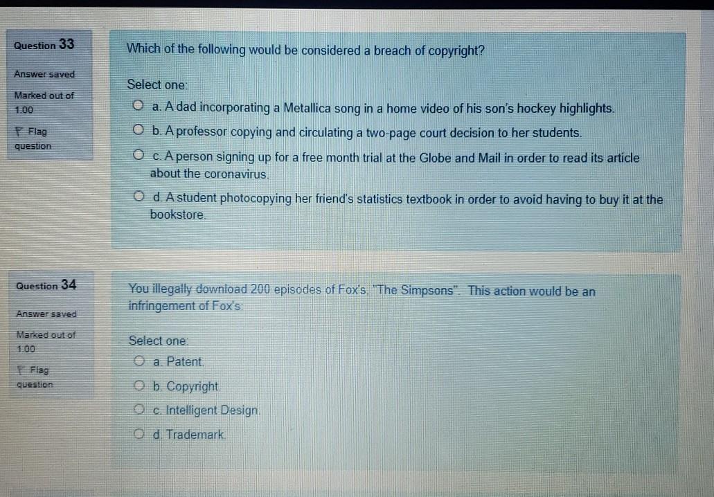 Question 31 Which of the following statements