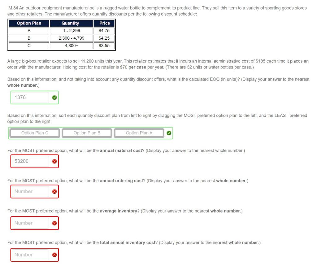 IM.84 An outdoor equipment manufacturer sells a