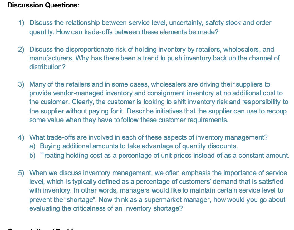 Discussion Questions: 1) Discuss the relationship