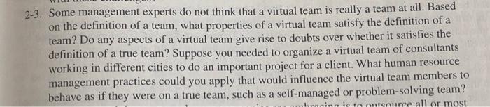 2-3. Some management experts do not think that a