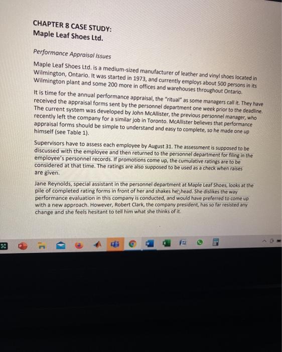 CHAPTER 8 CASE STUDY: Maple Leaf Shoes Ltd.