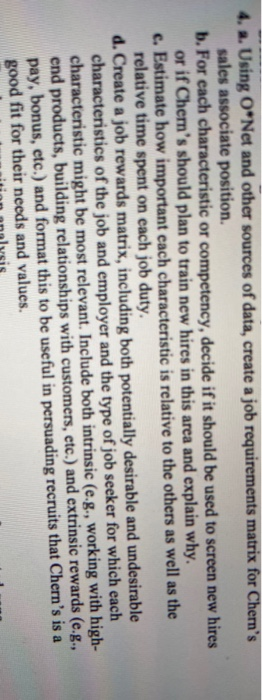 4. a. Using O'Net and other sources of data,