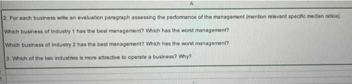 2. For each business write an evaluation