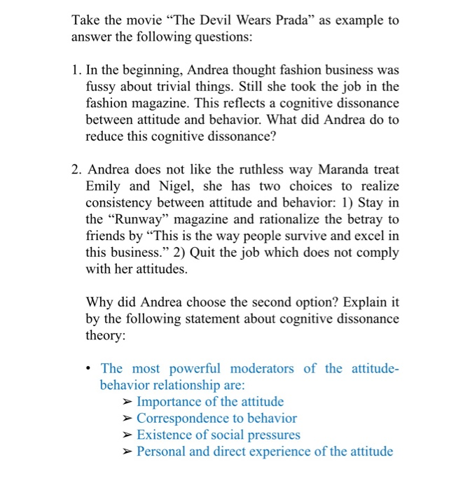 Take the movie The Devil Wears Prada as example