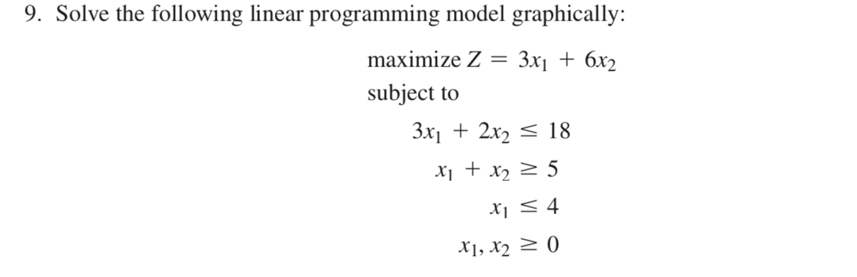 in an excel please 9. Solve the following linear