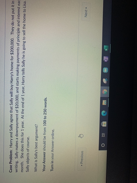 Case Problem: Harry and Sally agree that Sally