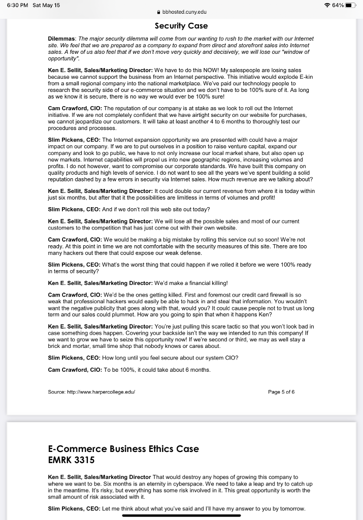 First read the Case Study Scenario and other