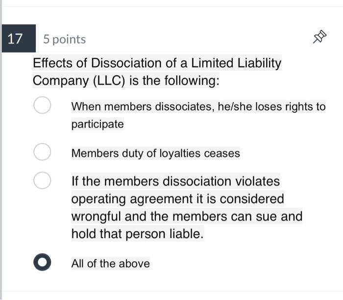 5 points Effects of Dissociation of a Limited