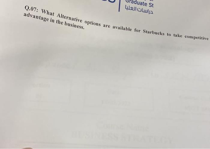 duate St Q.07: What Alternative options are