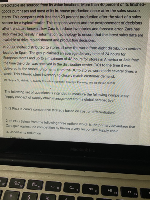 answer questions 1, 2 and 3 Zara: Apparel