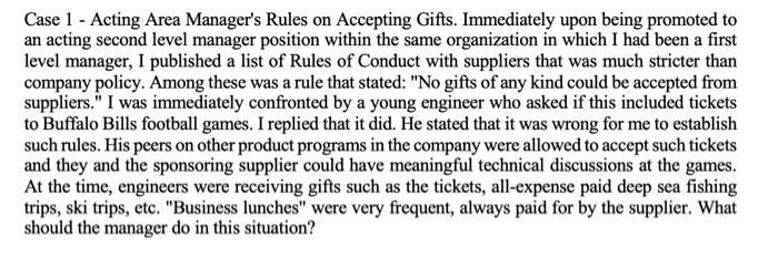 Case 1 - Acting Area Manager's Rules on Accepting