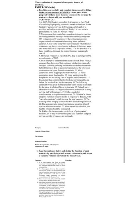 questions Thiesamination compued of the parts.