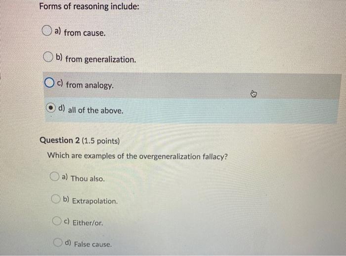 communication. Forms of reasoning include: a)