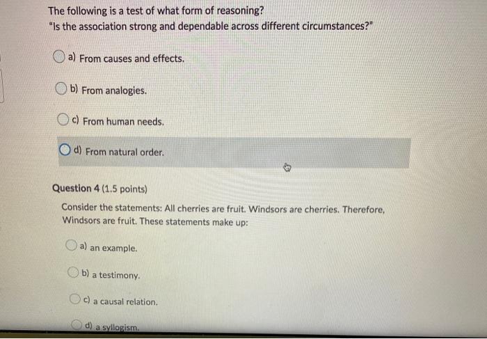 communication. Forms of reasoning include: a)