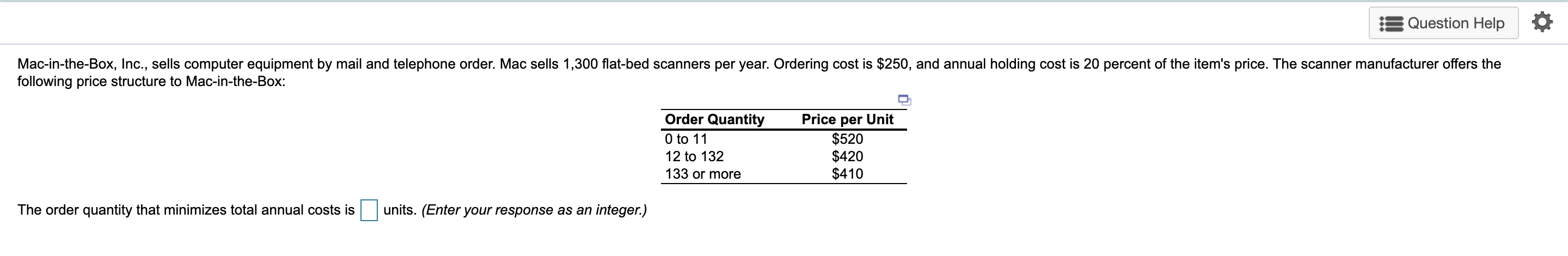 Question Help Mac-in-the-Box, Inc., sells