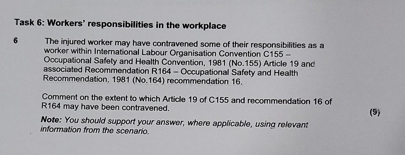 SCENARIO You are a shift supervisor working for