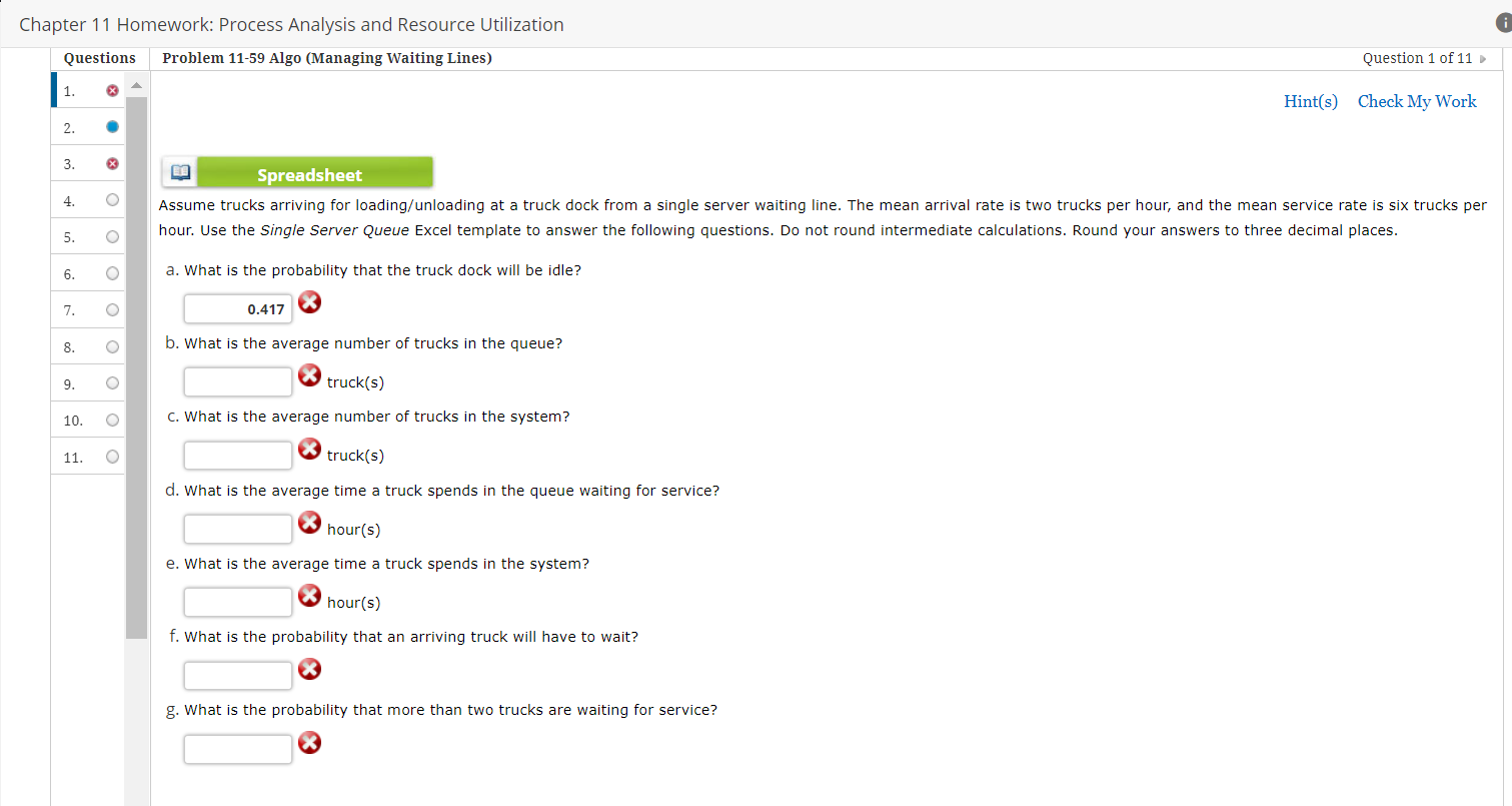 Chapter 11 Homework: Process Analysis and