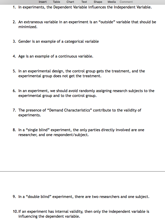 All answers are true/false option. Insert Table