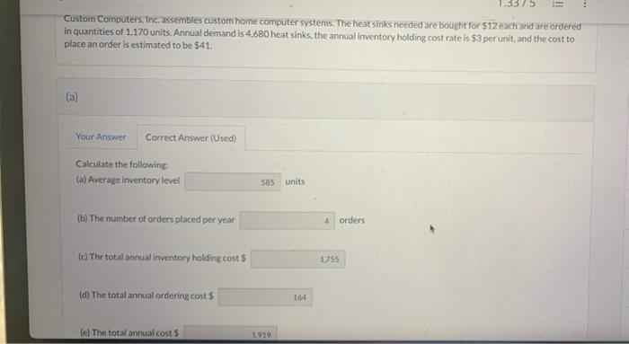 133/5 = Custom Computers, Inc. assembles custom