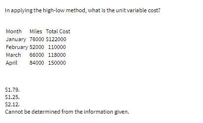 In applying the high-low method, what is the unit