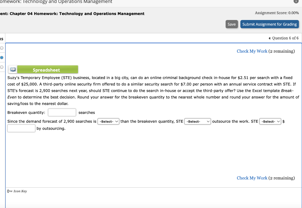 plan it omework: Technology and Operations