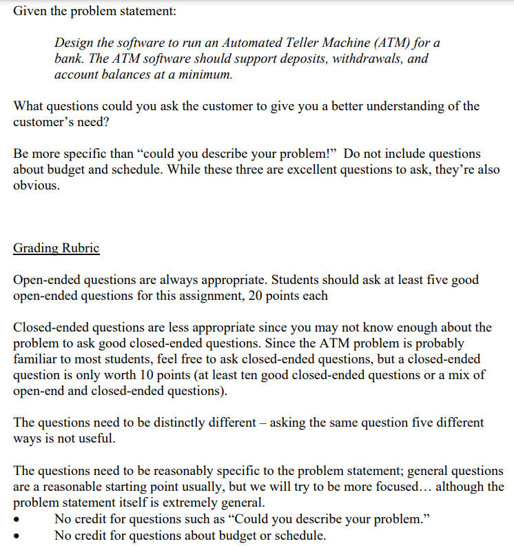 Given the problem statement: Design the software