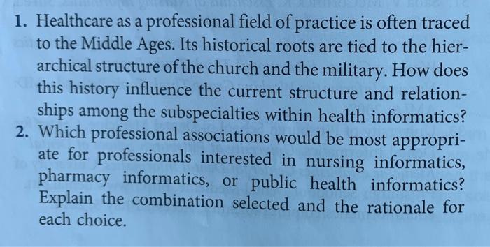 1. Healthcare as a professional field of practice